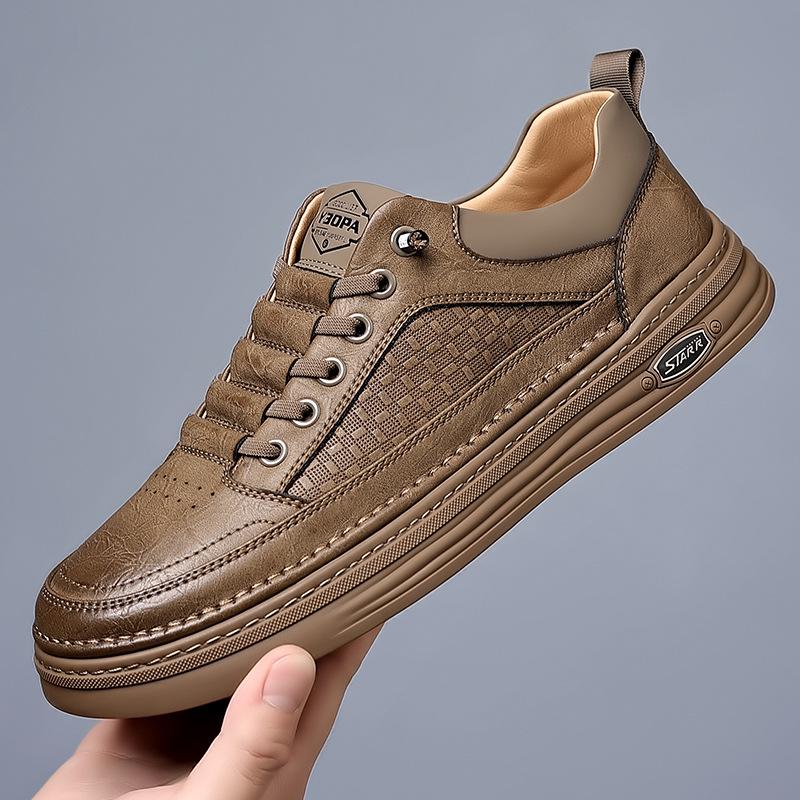 Мужские модные кожаные кроссовки с мягкой подошвой 2024 года — универсальная повседневная обувь на весну и осень