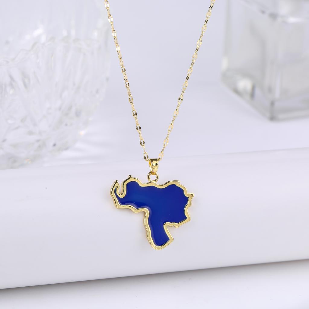 New Classic Venezuela Dominica Mexico Map Flag Pendant Necklace For Men Women Party Festival Ethnic Gold Color Jewelry Gift