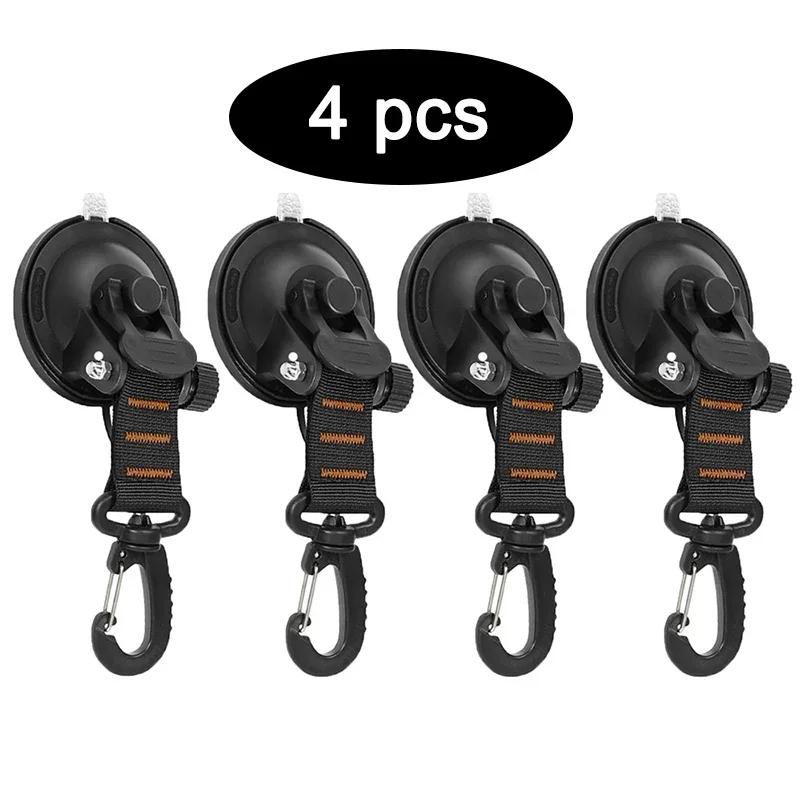 4Pcs Car Tent Suction Cups Buckle Side Round Triangular Awning Anchors Outdoor Camping Tent Suckers Anchor Securing Hook Black