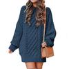 Cross-border Amazon Europe Round Neck Long Sleeve Knit Sweater Medium-length Women's Dress Thickened Needlework