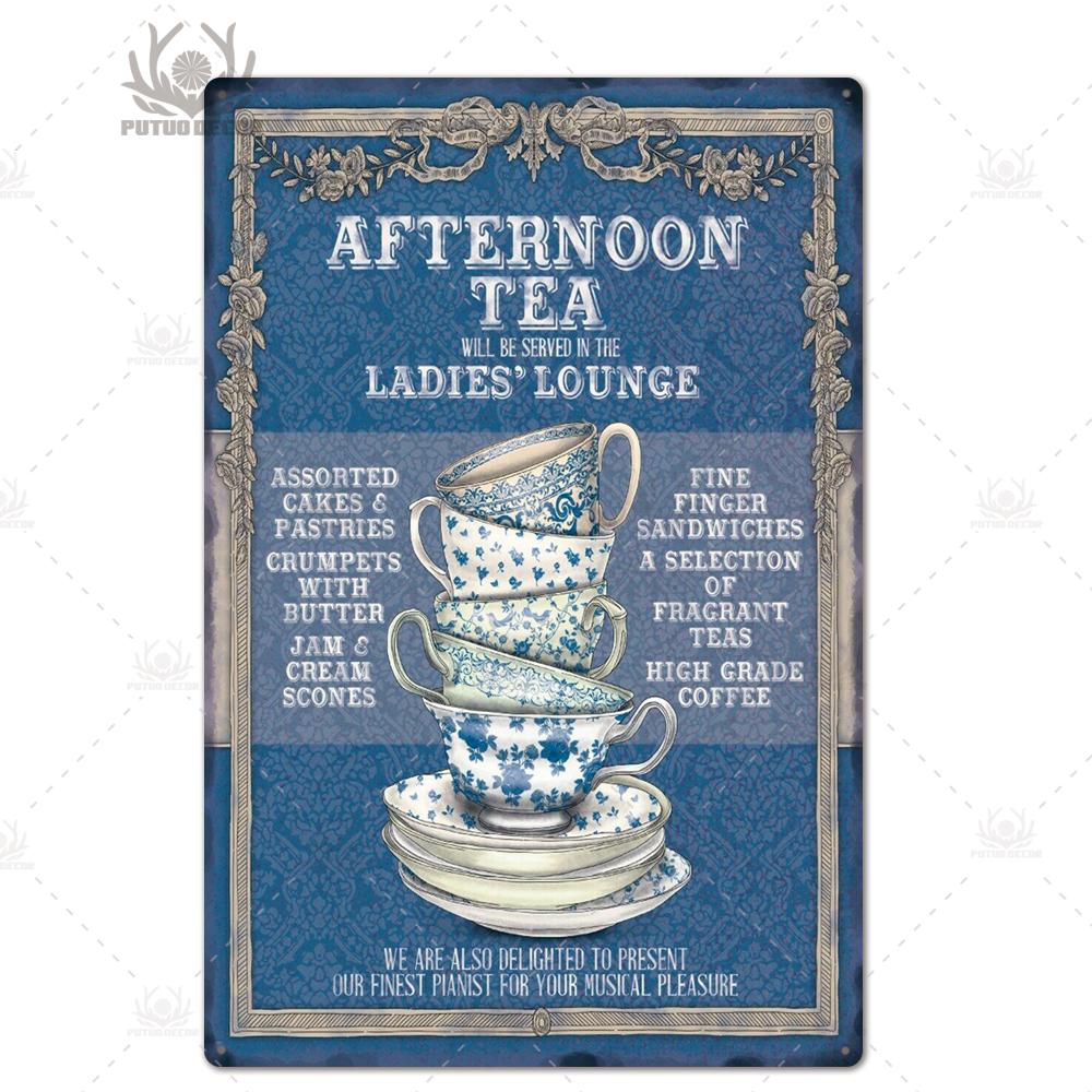 Tea Sign Metal Sign Plaque Metal Vintage Shabby Chic Tin Sign Metal Poster Decorative Iron Plate Kitchen Wall Decor