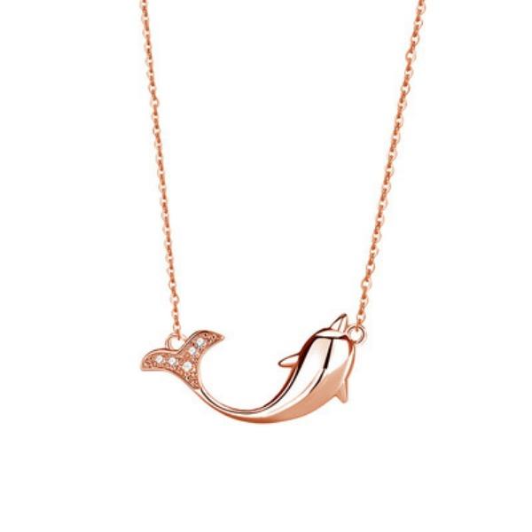 Ожерелье Dolphin Love, женское покрытие, корейская версия, маленькая, свежая и простая, универсальная цепочка на ключицу, INS, маленькая дизайнерская подвеска