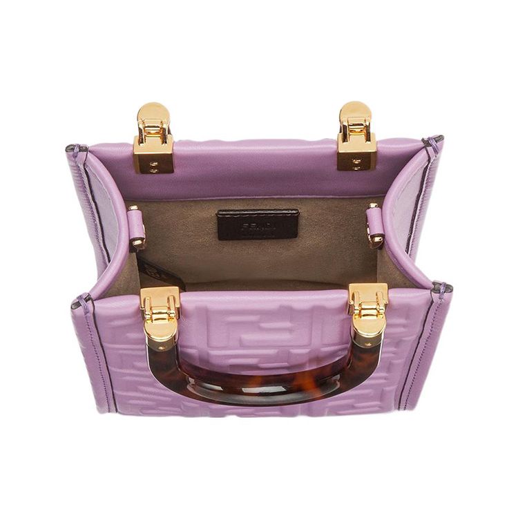 Fendi Солнечный 3D Текстура FF Тиснение Регулируемый Съемный Плечевой Ремень Кожаный Ручной Плечевой Сумка-Кроссбоди Мини Женские Сумки 8BS051-AMCI-F1JCO