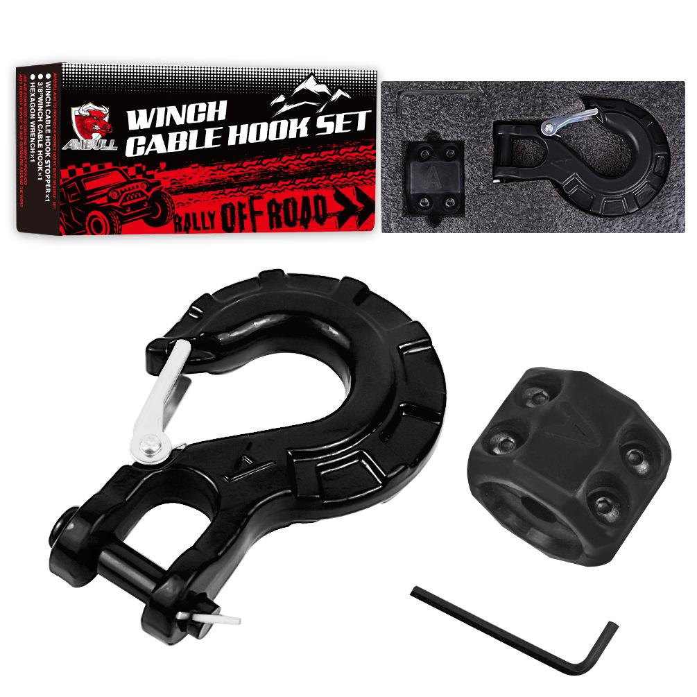 17T Heavy Duty Winch Hook 3/8 G70 Alloy Steel Tow Hook Stopper Clevis Slip Winch Hook Set UTV ATV Modification Trailer Accessory