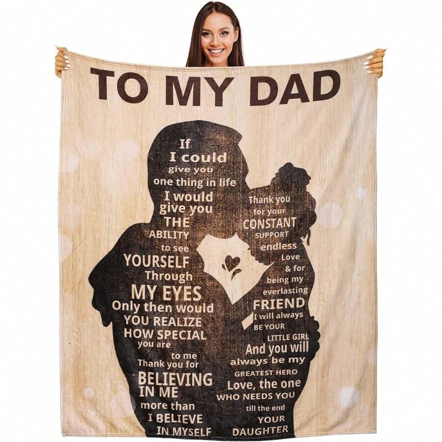 Personalized 'To My Dad' Letter Blanket Unique Father's Day Birthday Valentine's Gift for Fathers Grandfathers from Daughter/So