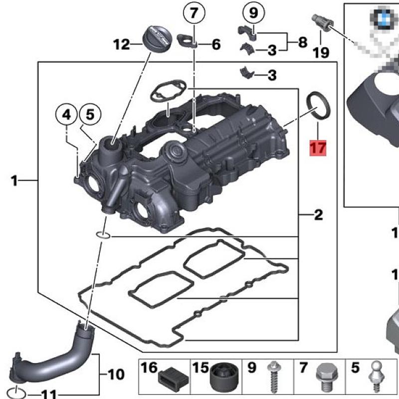 11127507217 Shaft Seal Brake Booster Vacuum Pump To Valve Cover Camshaft Oil Seal Ring For BMW N20