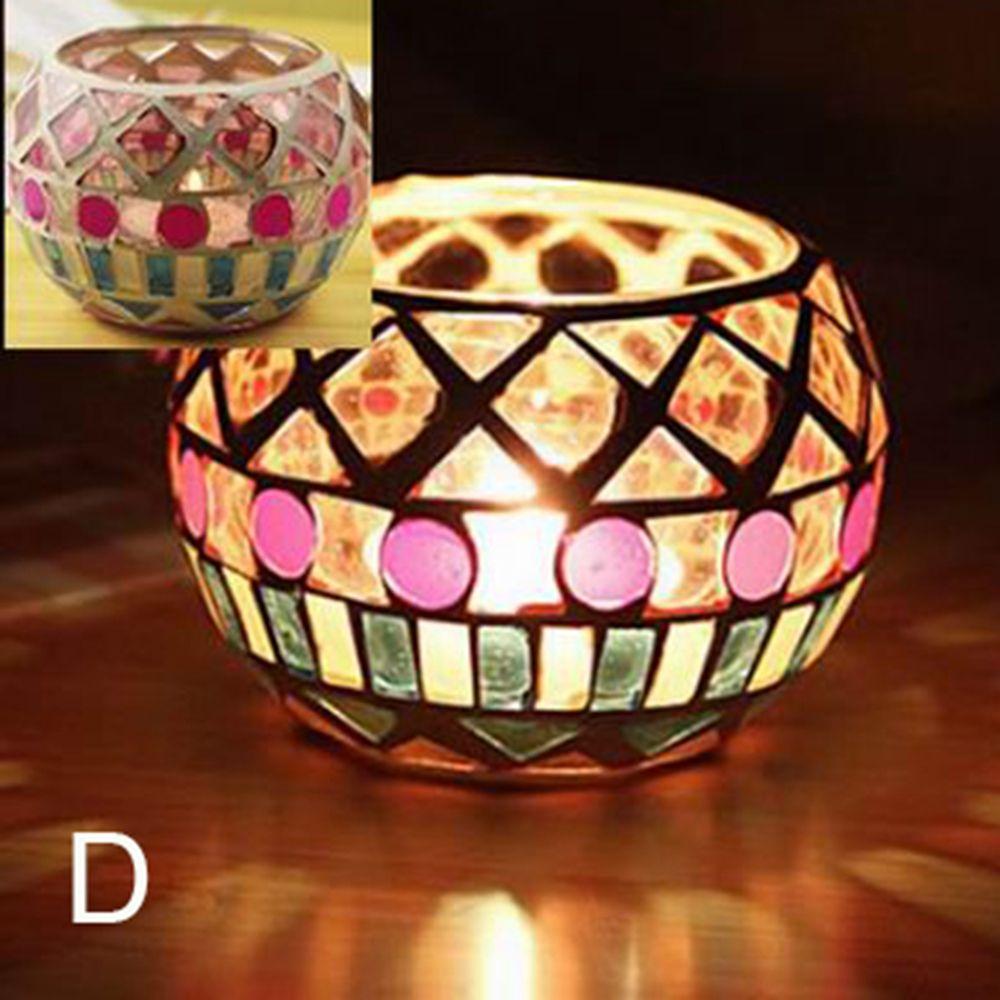 Mosaic Glass Tabletop Tea Light Centerpiece Candlestick Home Decor Candle Holder Candle Jar
