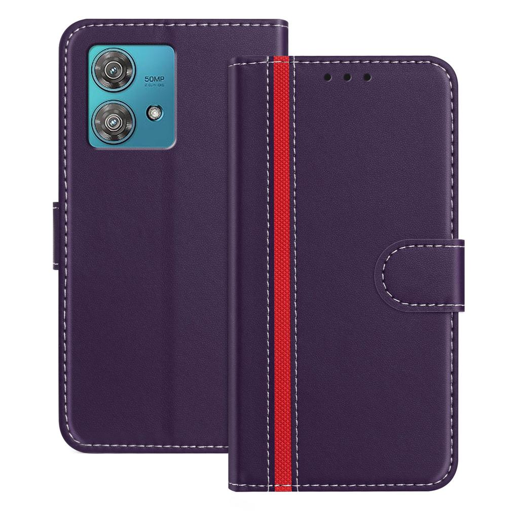 For Motorola Edge 40 Neo 5G Phone Cases Wallet Stand Color Splicing Leather Cover with Magnetic Clasp