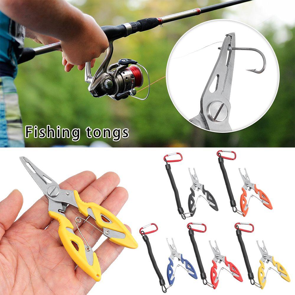 With Lanyard Plastic Handle Bait Line Cutter Fishing Pliers Hook Removers Stainless Steel Scissor