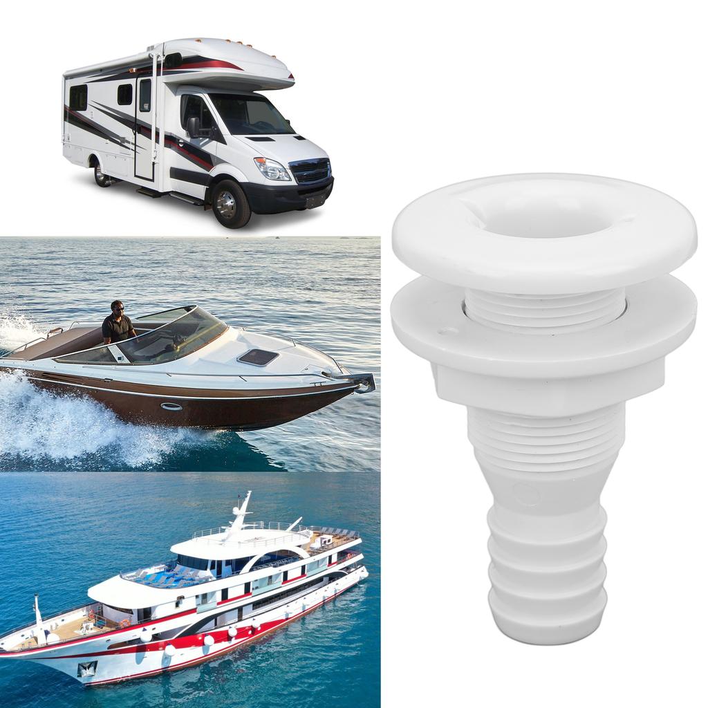 1in Thru Hull Fitting ABS Straight Resistant Hose Connection Accessory for Boats Marines