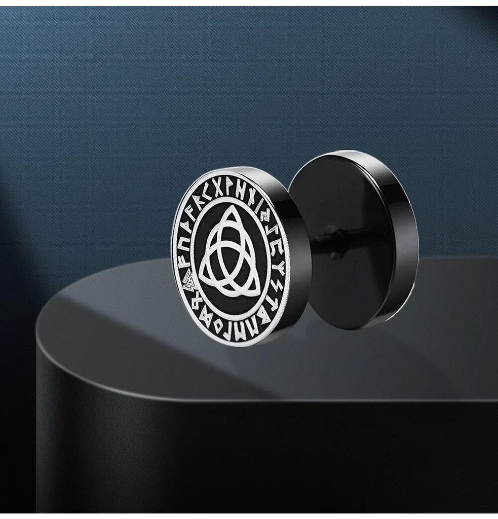 Готические серьги-гвоздики с рунами викингов для мужчин и мальчиков, серьги-гвоздики в стиле рок-панк из нержавеющей стали, валкнут, голова волка, компас, серьги с кельтским узлом