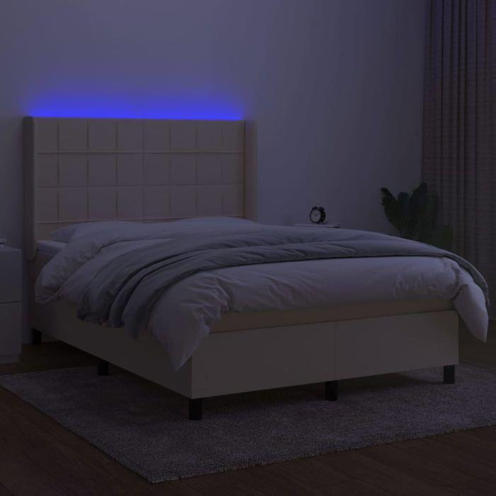 Maison Exclusive - Sommier à lattes de lit matelas et LED Crème 140x200 cm Tissu