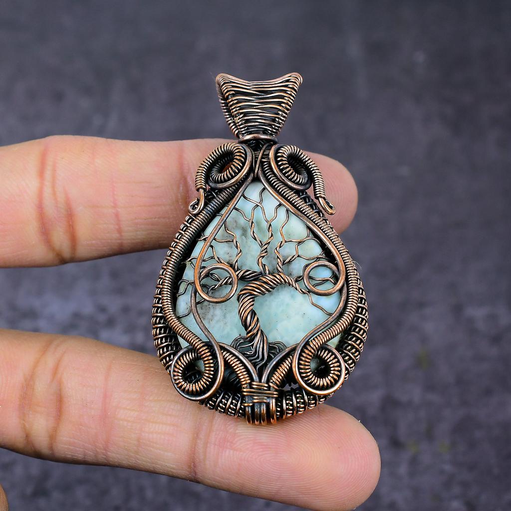 Подвеска Natural Republic Larimar из медной проволоки «Древо жизни» 2,44 дюйма t0T75