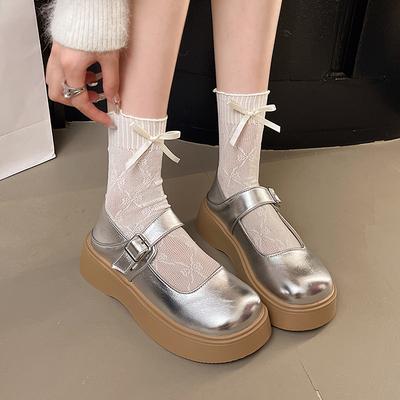 Туфли Мэри Джейн на платформе, женская мода, круглый носок, неглубокий вырез, ремешок, противоскользящие, износостойкие, низкие