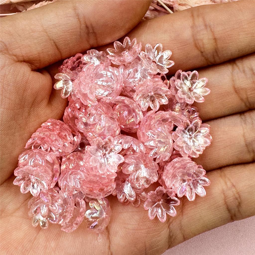 100pcs 9.5mm Fashion Acrylic Flower Beads For Bracelet Necklace Making DIY Jewelry Accessories