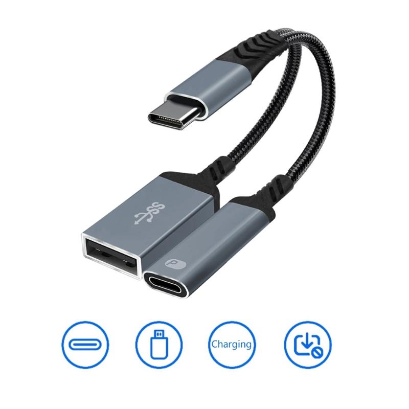 OTG-адаптер USB C на USB 2.0 с портом зарядки PD60W и быстрой передачей данных для устройств Type C
