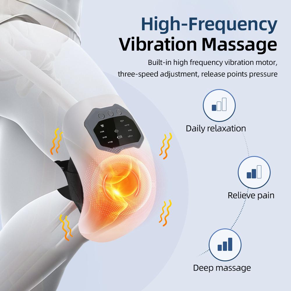 Electric Knee Massage Pad 3 Levels Wireless  3D Airbag Hot Compress Vibration Massager with Red Light Knee Massage Health Care