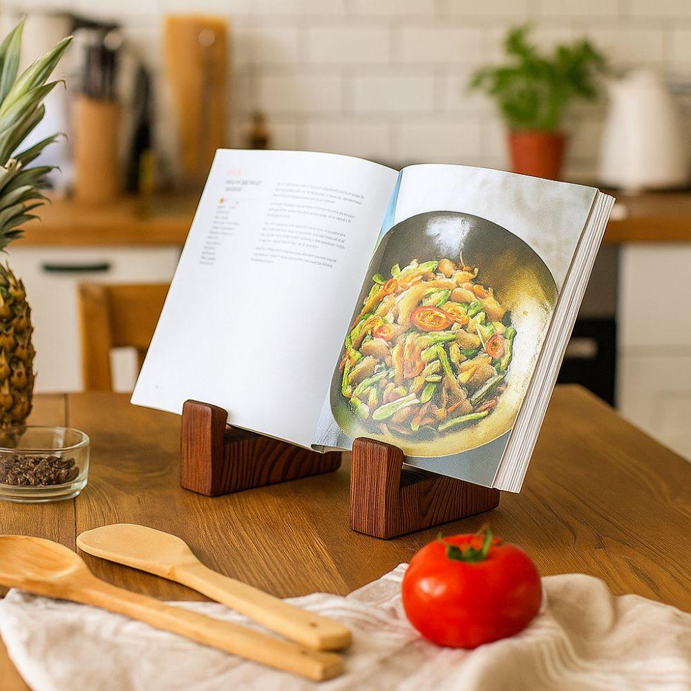 Multipurpose Vintage Wooden Cookbook Holder Multifunctional Decorative Recipe Stand Handmade Practical Table Easel Book Reading