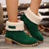 2024 Autumn and Winter European and American Medium Tube Thick Heel Turning Snow Boots Size 43 Foreign Trade Large Size Cotton Boots Women