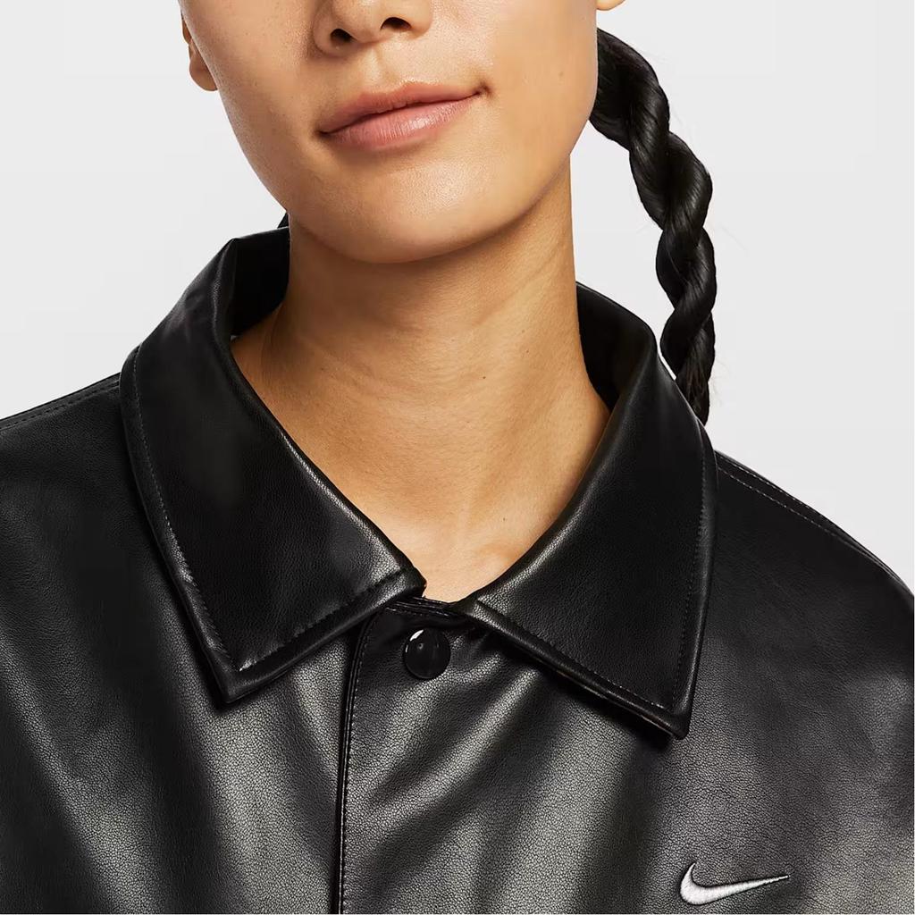 Nike Женская черная оверсайз куртка-бомбер из искусственной кожи Coach IO0477-010