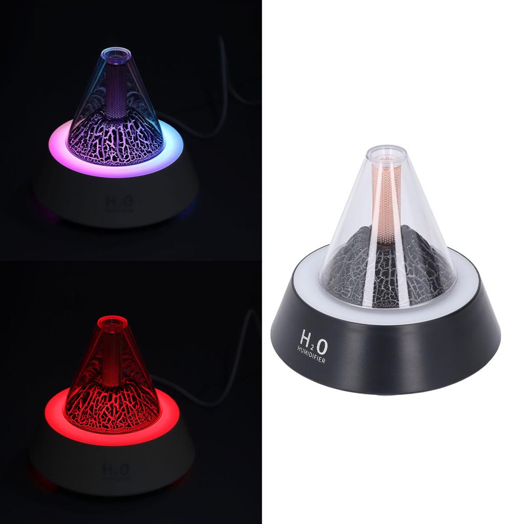 Ароматерапевтический диффузор Volcano, 7-цветная светодиодная подсветка, несколько режимов, бесшумный, автоматическое отключение, 80 мл