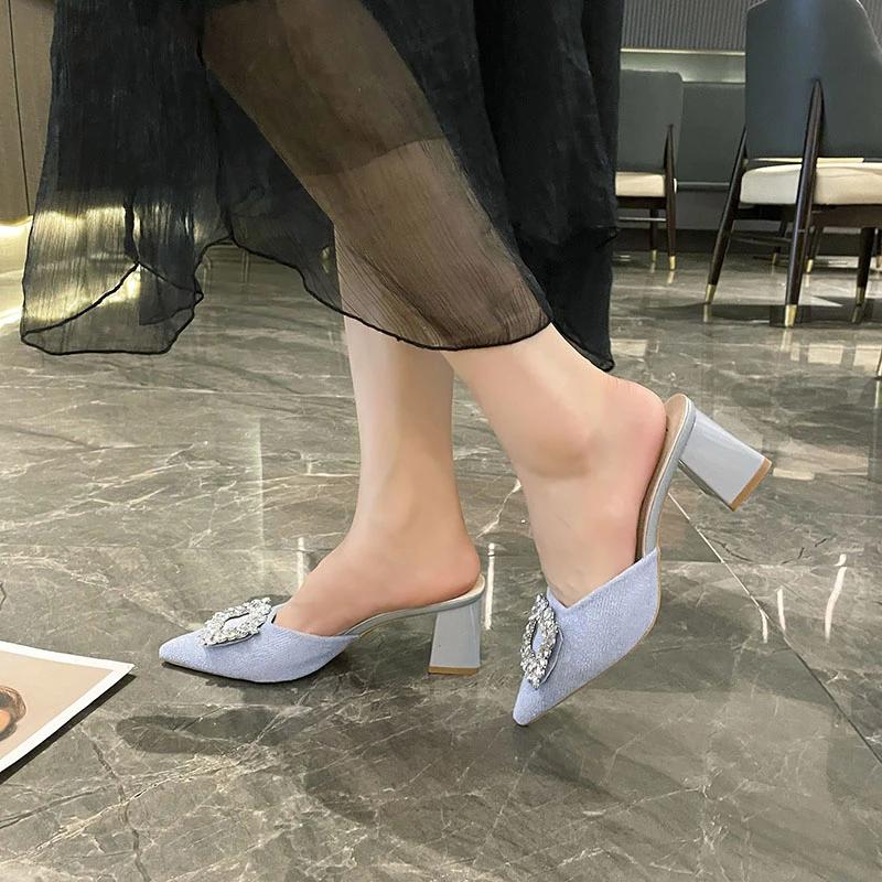 Fashion Women's Shoes 2024 Fashion Slingbacks Women's High Heels Hot Sale Crystal Dress Pumps Women Sexy Pointed Toe Heels Women Zapatos