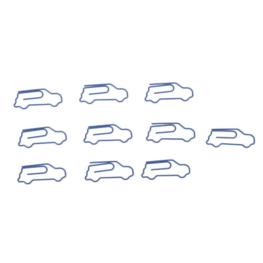 100 Pcs Car Shape Shaped Paper Clips Portable Plastic-coated Metal Small Paper Clips Blue Mini Size Cute Paper Clips