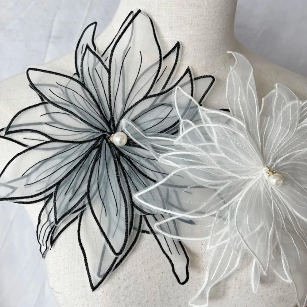 Dacron Handmade DIY Beading Flower Flower Shape Embroidered Flowers Women's Clothing Accessories