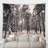 Украшение дома Рождественский зимний лесной пейзаж с принтом полиэфирного лака на стене, подвесной фон для комнаты, тапиз