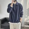 Men's Autumn Trend Lapel Zipper Striped Sweater: Handsome Polo Collar, Long Sleeve, Solid Color.