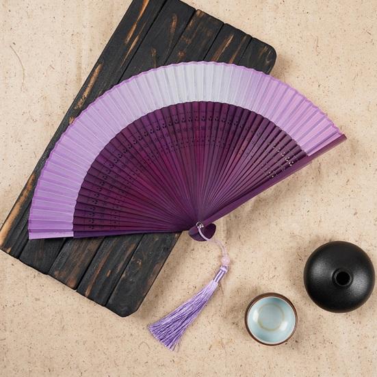 Ancient Fan Hollow Out with Tassels Vintage Bamboo Folding Fan Decor Ladies Hand Fan Daily Use