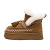 Fleece snow boots women's 2026 new winter thickened warm wool cotton shoes thick-soled versatile height-increasing short boots