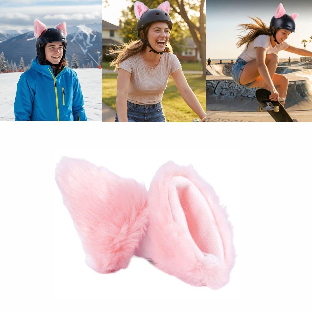 2Pcs Pink Helmet Accessories Plush Cat Ears for Helmet Motorcycle Helmet Plush Ears Outdoor Sports