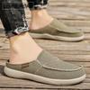 Fashion Slip On Men Casual Shoes Outdoor Walking Comfortable Canvas Slippers Summer Korean Trend Baotou Half Drag Slides Large Size EVA