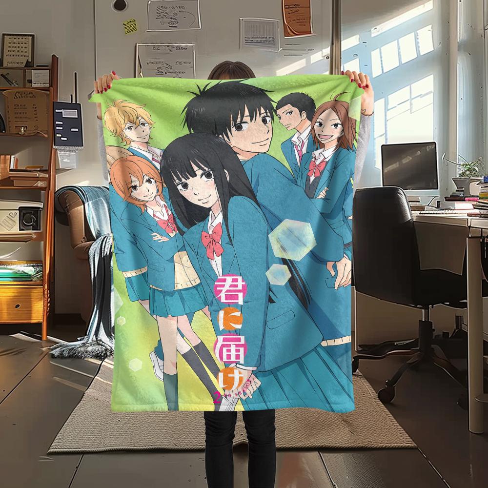 1 шт. Фланелевое одеяло с принтом «Kimi ni Todoke», Высококачественное, Для всех сезонов, Декор для дома, Тепло и уют, Идеально для рождественских подарков