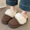 Fashion 2025 Winter Warm Fluffy Platform Slippers for Women Fashion Striped Faux Fur Home Shoes Woman Thick Sole Non Slip Plush Slippers