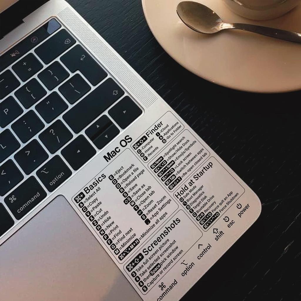 Наклейки-шпаргалки для клавиатуры MacBook Pro/Air - Прозрачные, подходят для моделей 13-16", Быстрая навигация и управление приложениями