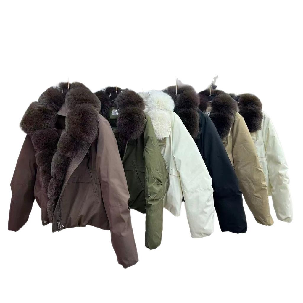 Women's short fox big fur collar pie overcomes thickened windproof cotton-padded clothes, foreign-style women's clothing, and gets goods in bulk.