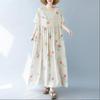 Short Sleeve Plus Size Cotton Vintage Floral New In Dresses for Women Casual Loose Long Summer Dress