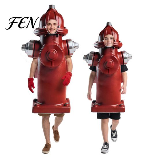 Dress-Up Outfit Hydrant Costume for Adults and Kids, Realistic Cosplay Apparel Apparel, Hooded Halloween Festival Parties Character Performance Wear