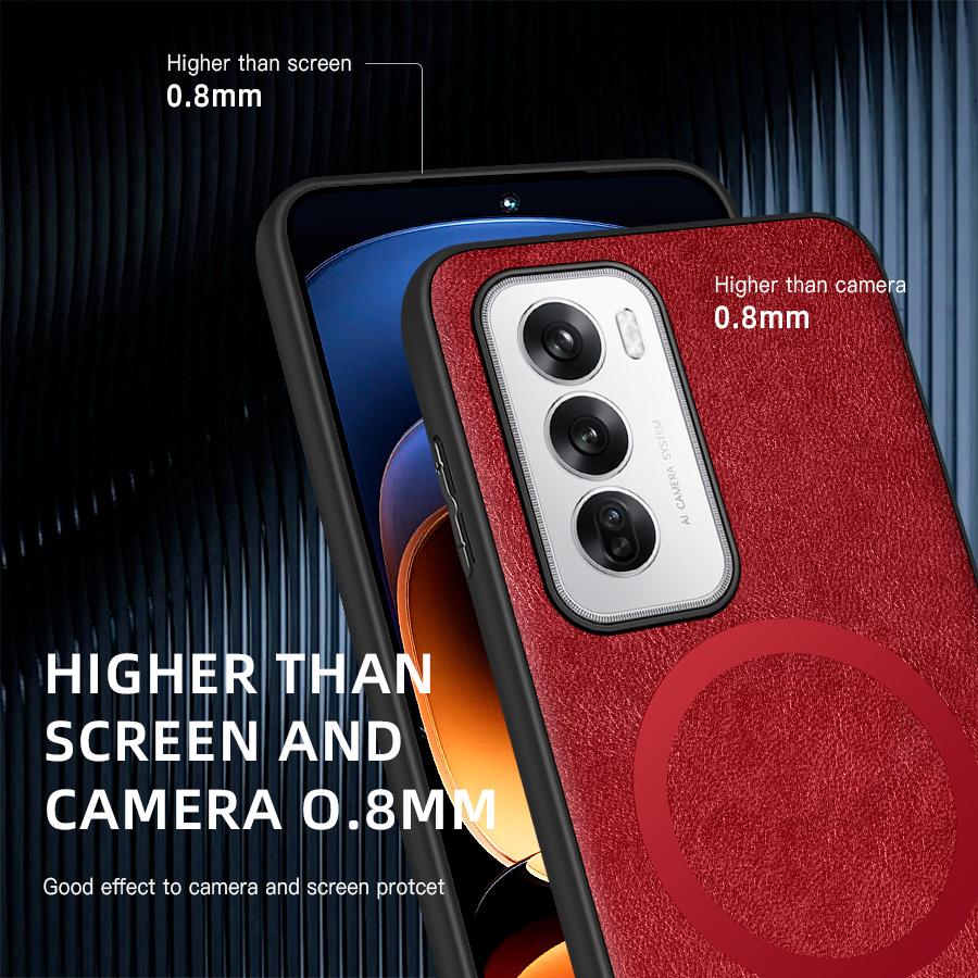 Для OPPO Reno 12 12 Pro Чехол из ПУ кожи с магнитным кольцом, мягкими краями, защитой от падения и отпечатков пальцев