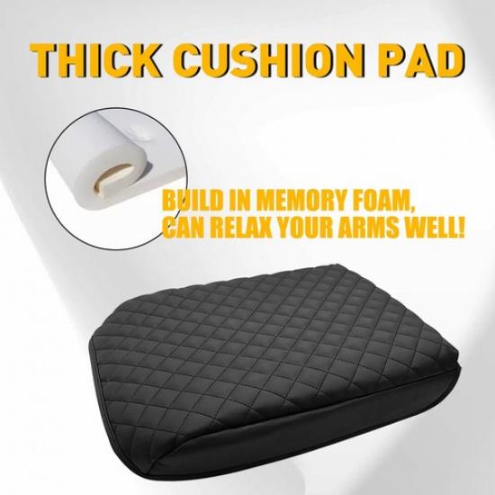 Black Center Seat Bucket Console Lid Armrest Pad Cover Fits Ford F150 -2024