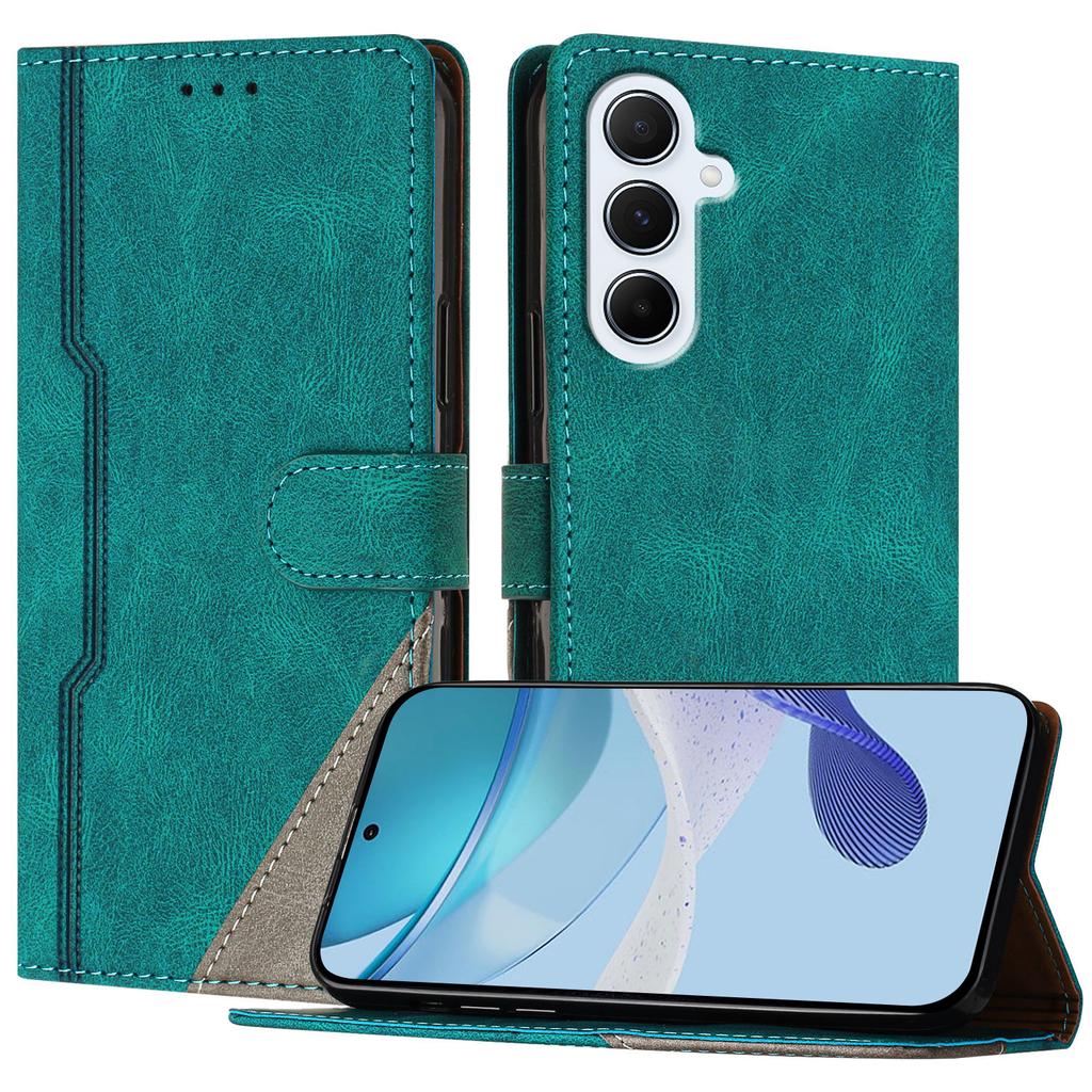For Samsung Galaxy A56 5G Leather Case Triangle Patchwork Wallet Stand Shockproof Phone Cover