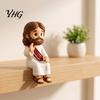 Stylish Tabletop Decorations Cute Praying Jesus Resin Figurine, Blessing Character Desktop Statue, Creative Statues for Entryway Religious Collectible