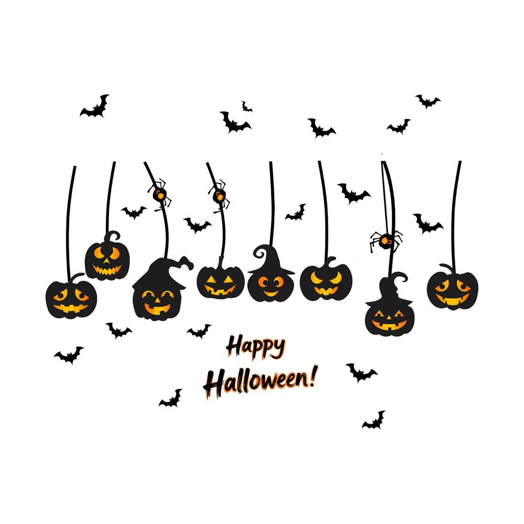 Static Cling Halloween Window Decal Bat and Pumpkin Design Reusable PVC Sticker Decors For Home Office Party Supplies