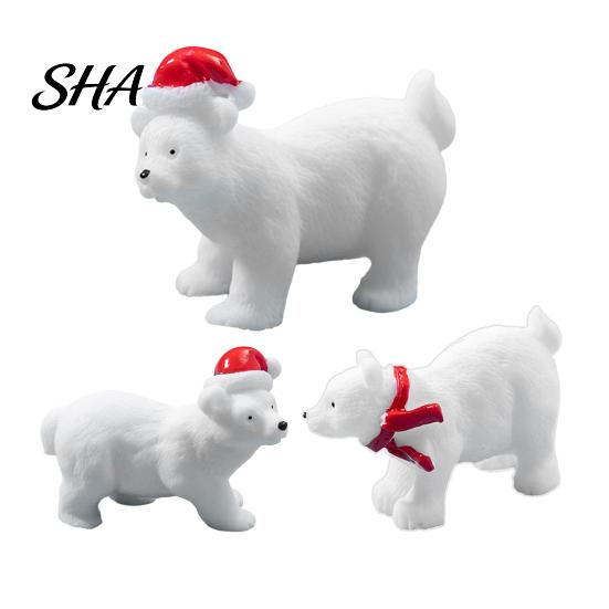 Mini Polar Bear Sculptures Miniature Figurines, Durable Synthetic Resin Animal Small Wildlife Figurines Ornaments, Decorative Accents for Fairy Garden
