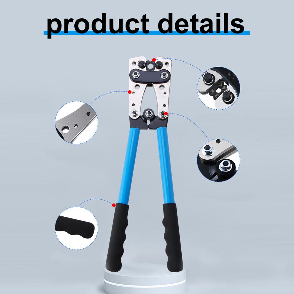 Инструмент для обжима кабельных наконечников из алюминиевого материала 6.0-50, клещи для обжима проводов, ручные, эргономичные, для работы