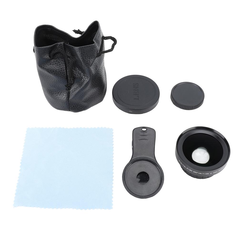 2 in 1 Phone Camera Lens Kit 0.45X Wide Angle 12.5X Macro Universal Clip On Cell Phone Lens for Street Photography Landscape Selfies