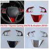 Декоративная накладка на рамку кнопок рулевого колеса для Toyota Camry XV70 и Avalon 2018 - Матовая / Карбоновая отделка