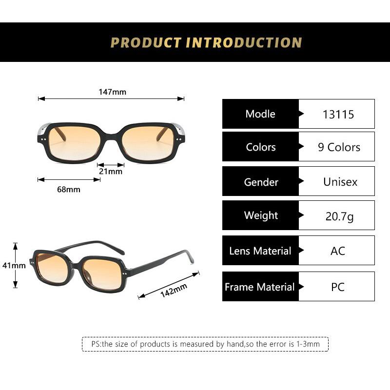 Korean Ins Style Square Sunglasses Women Men Simple Light Color Leisure Sun Glasses Commute Business Glasses